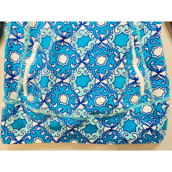 Talbots Womens Activewear Jacket Size  XS Blue White Geo Moroccan Tile Pullover - Picture 5 of 13